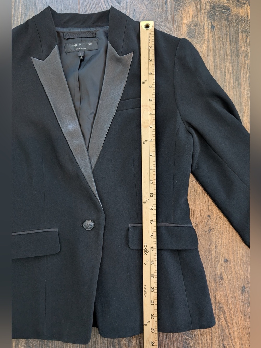 Rag & Bone Women’s Smith Leather Lapel Blazer Single Breasted One-Button Black 6 - Picture 13 of 14